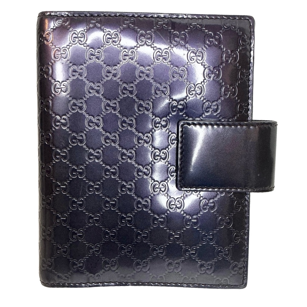 Authentic Gucci Patent Leather Planner Cover w/ COA – Deep Plum Purple